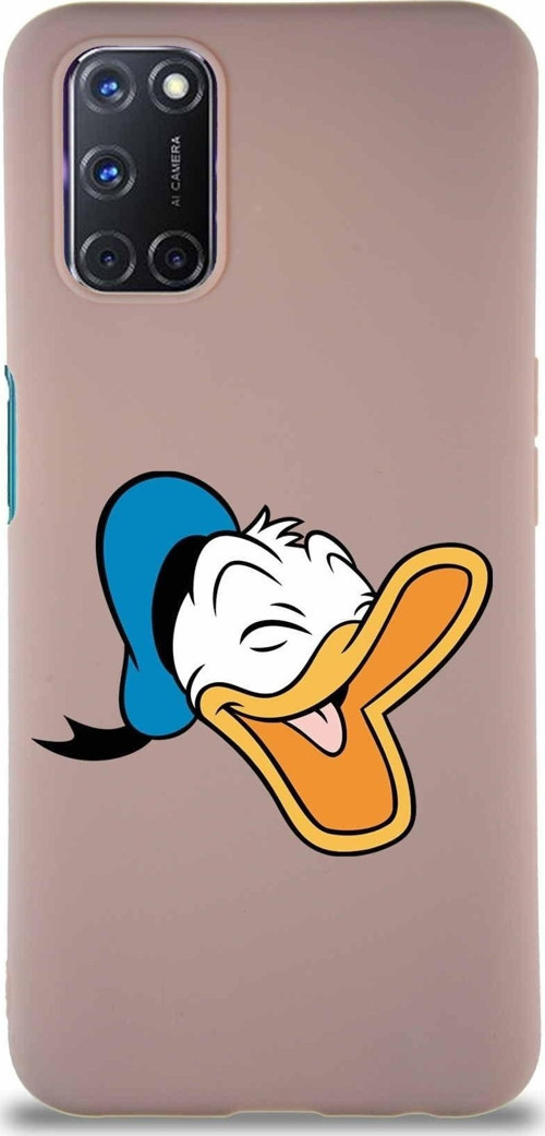 Oppo A92 Soft Premier Kapak Donald Duck-E Tasarımlı Silikon Kılıf - Pudra