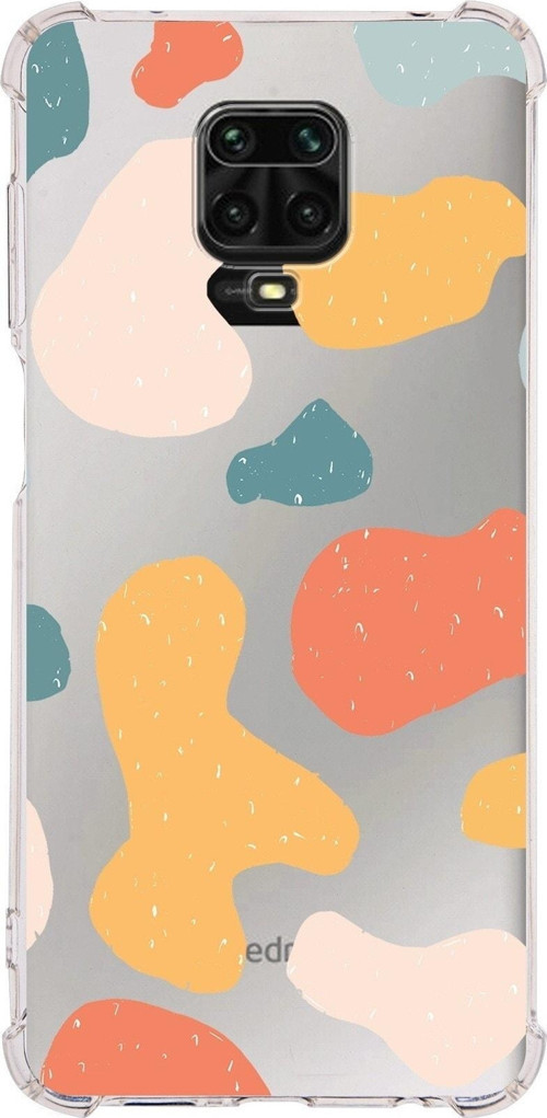 Xiaomi Redmi Note 9S Köşe Korumalı Antişok Kapak Grunge Tasarımlı Şeffaf Silikon Kılıf