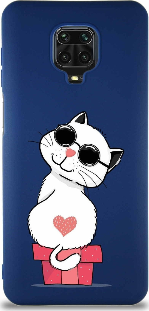 Xiaomi Redmi Note 9S Soft Premier Kapak Coolcat Tasarımlı Silikon Kılıf - Lacivert