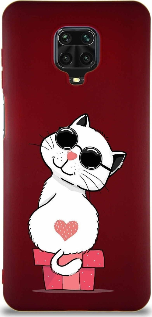 Xiaomi Redmi Note 9S Soft Premier Kapak Coolcat Tasarımlı Silikon Kılıf - Mürdüm