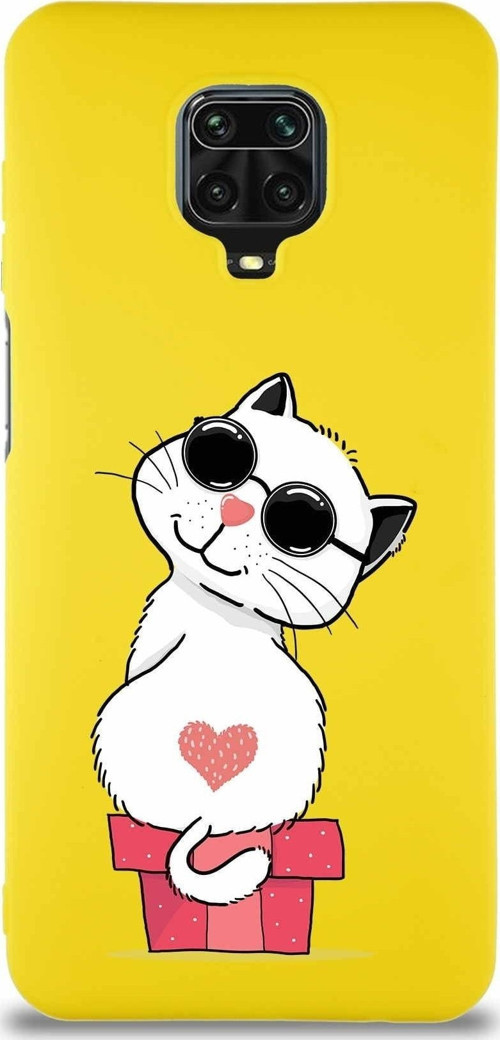 Xiaomi Redmi Note 9S Soft Premier Kapak Coolcat Tasarımlı Silikon Kılıf - Sarı