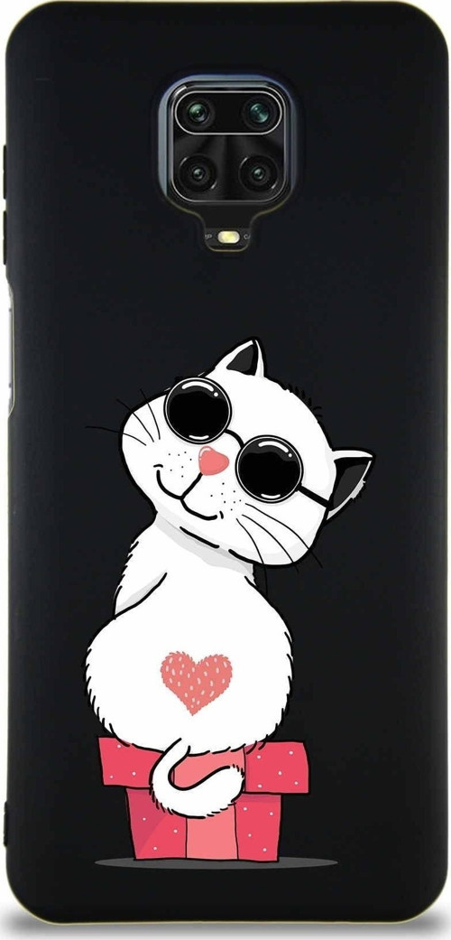 Xiaomi Redmi Note 9S Soft Premier Kapak Coolcat Tasarımlı Silikon Kılıf - Siyah