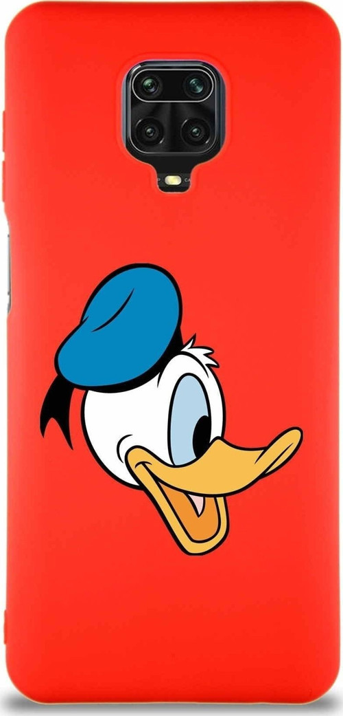 Xiaomi Redmi Note 9S Soft Premier Kapak Donald Duck-F Tasarımlı Silikon Kılıf - Kırmızı