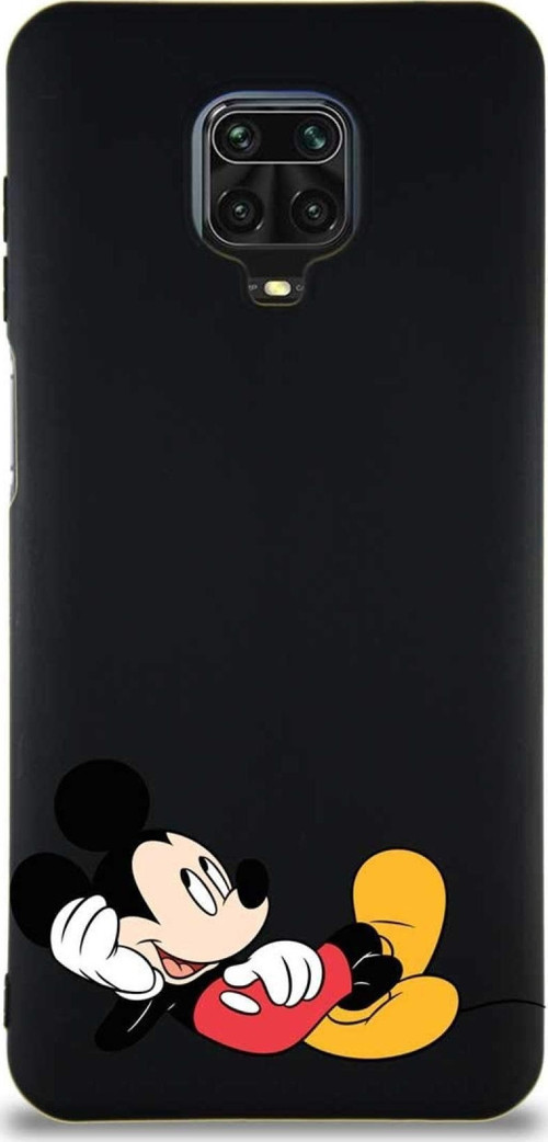 Xiaomi Redmi Note 9S Soft Premier Kapak Mickey Mouse-F Tasarımlı Silikon Kılıf - Siyah