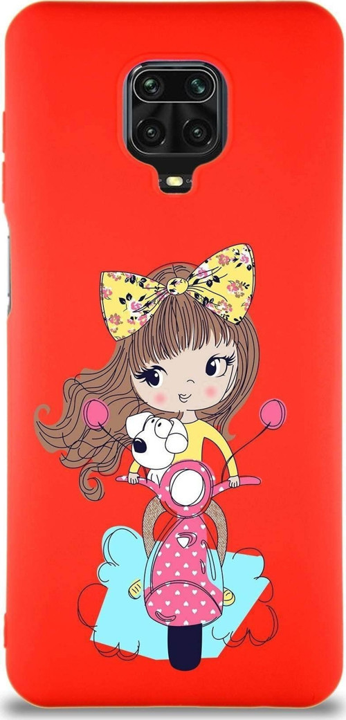 Xiaomi Redmi Note 9S Soft Premier Kapak Vespagirl Tasarımlı Silikon Kılıf - Kırmızı