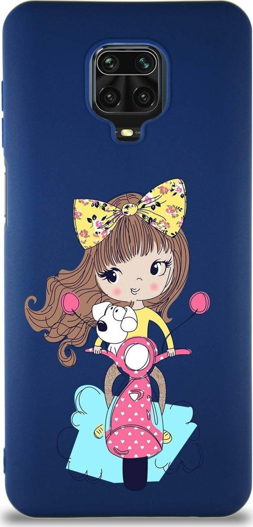 Xiaomi Redmi Note 9S Soft Premier Kapak Vespagirl Tasarımlı Silikon Kılıf - Lacivert