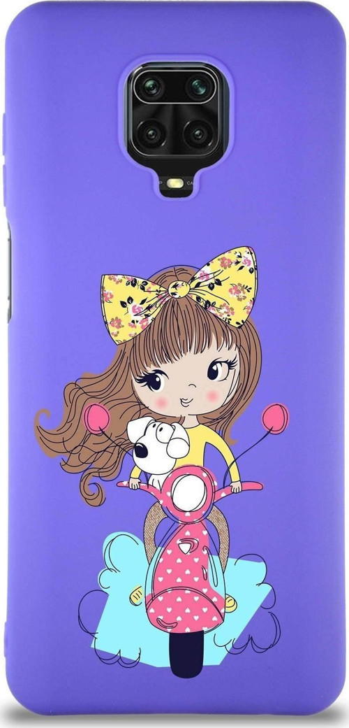 Xiaomi Redmi Note 9S Soft Premier Kapak Vespagirl Tasarımlı Silikon Kılıf - Mor