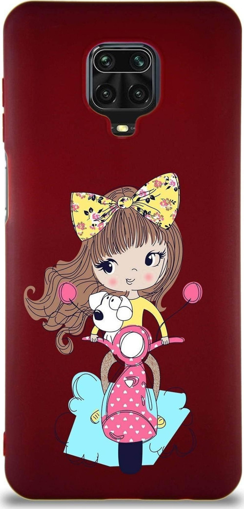 Xiaomi Redmi Note 9S Soft Premier Kapak Vespagirl Tasarımlı Silikon Kılıf - Mürdüm