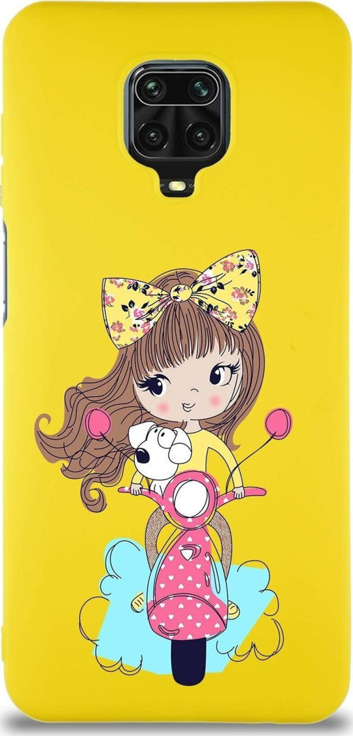Xiaomi Redmi Note 9S Soft Premier Kapak Vespagirl Tasarımlı Silikon Kılıf - Sarı
