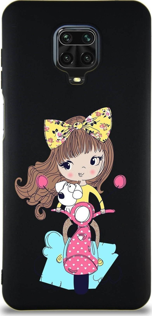 Xiaomi Redmi Note 9S Soft Premier Kapak Vespagirl Tasarımlı Silikon Kılıf - Siyah