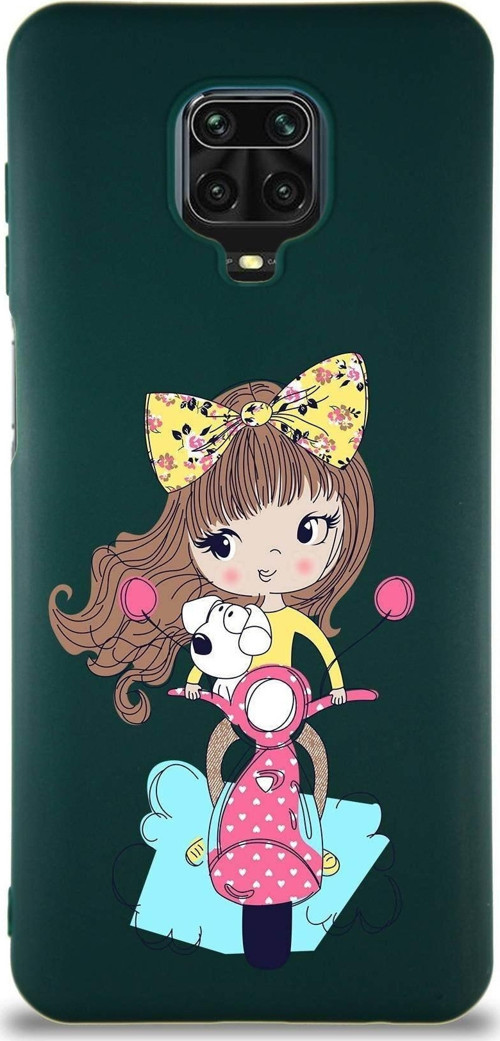 Xiaomi Redmi Note 9S Soft Premier Kapak Vespagirl Tasarımlı Silikon Kılıf - Yeşil