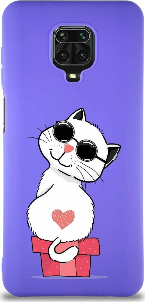 Xiaomi Redmi Note 9 Pro Soft Premier Kapak Coolcat Tasarımlı Silikon Kılıf - Mor