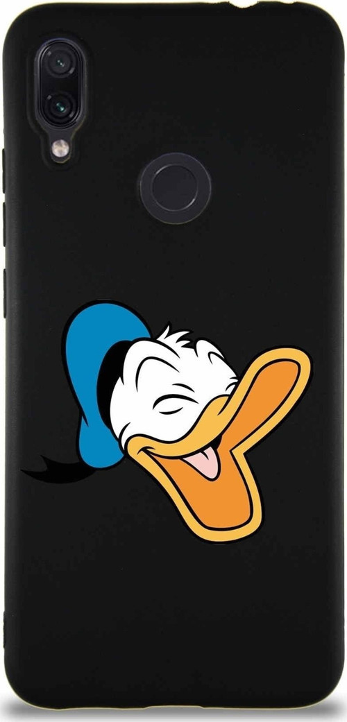 Xiaomi Redmi Note 7 Pro Soft Premier Kapak Donald Duck-E Tasarımlı Silikon Kılıf - Siyah