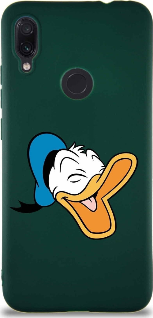 Xiaomi Redmi Note 7 Pro Soft Premier Kapak Donald Duck-E Tasarımlı Silikon Kılıf - Yeşil
