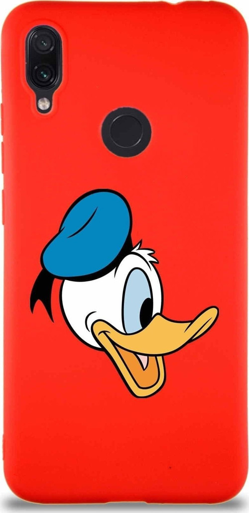 Xiaomi Redmi Note 7 Pro Soft Premier Kapak Donald Duck-F Tasarımlı Silikon Kılıf - Kırmızı