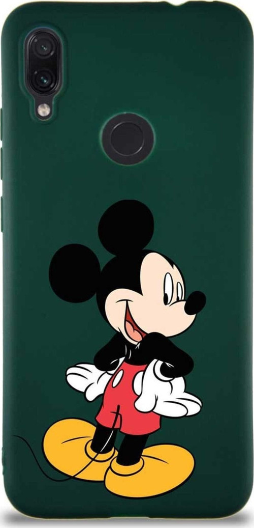 Xiaomi Redmi Note 7 Pro Soft Premier Kapak Mickey Mouse-D Tasarımlı Silikon Kılıf - Yeşil