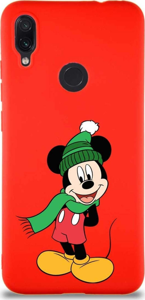 Xiaomi Redmi Note 7 Pro Soft Premier Kapak Mickey Mouse-G Tasarımlı Silikon Kılıf - Kırmızı