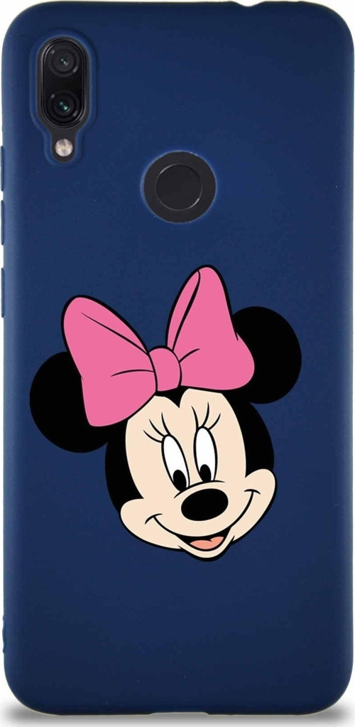Xiaomi Redmi Note 7 Pro Soft Premier Kapak Minnie Mouse-C Tasarımlı Silikon Kılıf - Lacivert