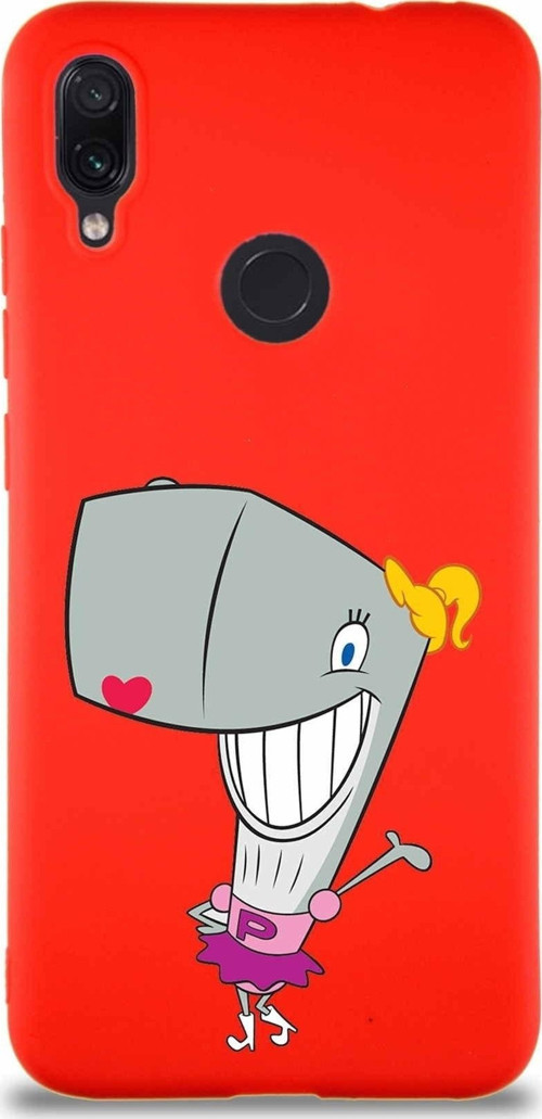 Xiaomi Redmi Note 7 Pro Soft Premier Kapak Pearl Yengeç Tasarımlı Silikon Kılıf - Kırmızı
