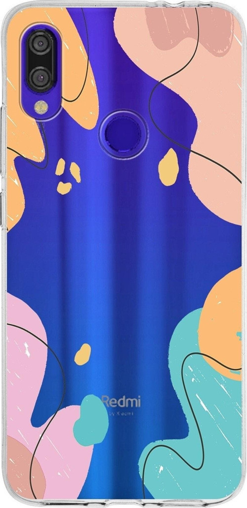 Xiaomi Redmi Note 7 Pro Uyumlu Kapak Karışık Renkler Tasarımlı Şeffaf Silikon Kılıf