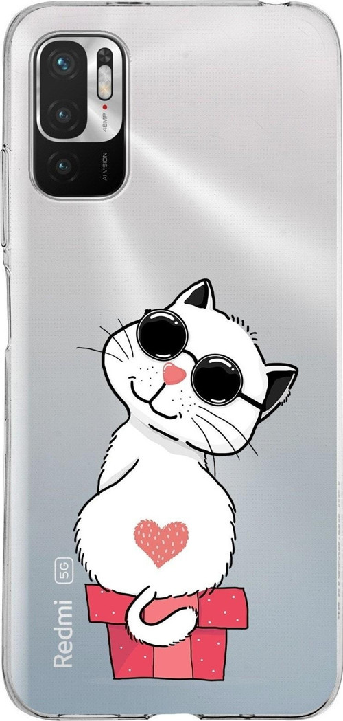 Xiaomi Redmi Note 10 5G Uyumlu Kapak Coolcat Tasarımlı Şeffaf Silikon Kılıf