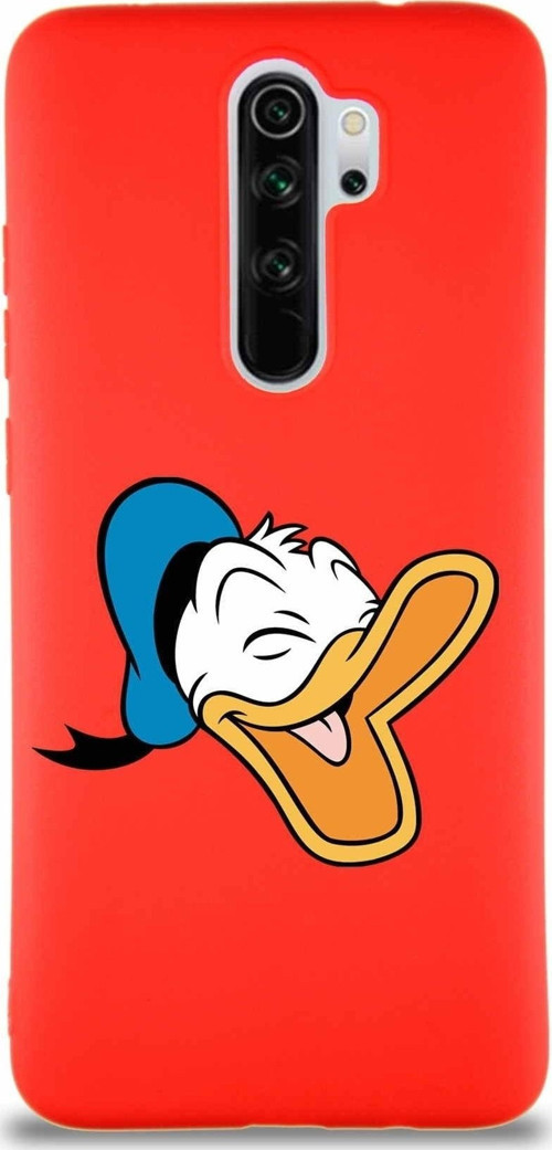 Xiaomi Redmi Note 8 Pro Soft Premier Kapak Donald Duck-E Tasarımlı Silikon Kılıf - Kırmızı