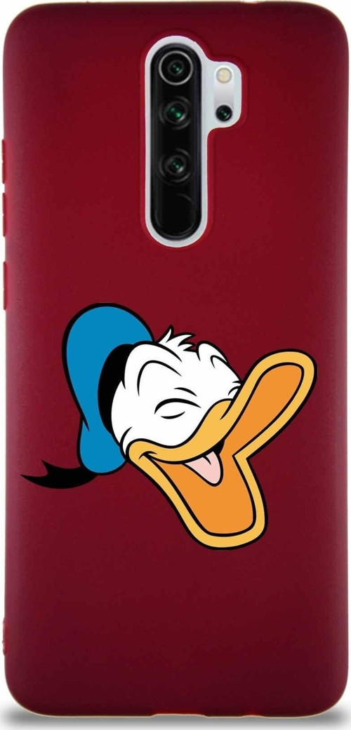 Xiaomi Redmi Note 8 Pro Soft Premier Kapak Donald Duck-E Tasarımlı Silikon Kılıf - Mürdüm
