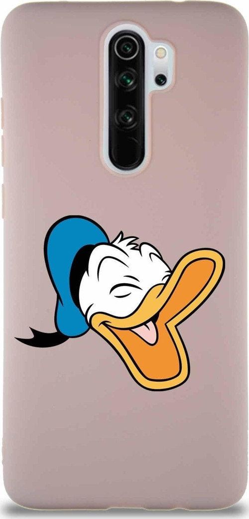 Xiaomi Redmi Note 8 Pro Soft Premier Kapak Donald Duck-E Tasarımlı Silikon Kılıf - Pudra