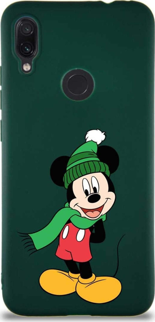 Xiaomi Redmi Note 7 Soft Premier Kapak Mickey Mouse-G Tasarımlı Silikon Kılıf - Yeşil