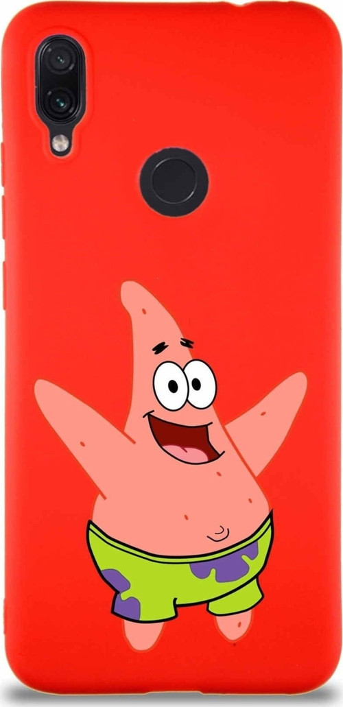 Xiaomi Redmi Note 7 Soft Premier Kapak Patrick Yıldız Tasarımlı Silikon Kılıf - Kırmızı