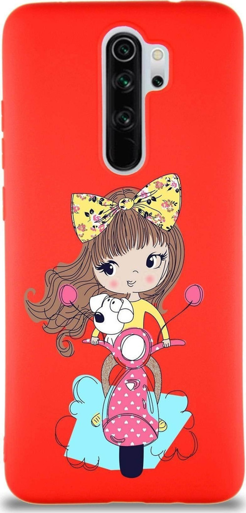 Xiaomi Redmi Note 8 Pro Soft Premier Kapak Vespagirl Tasarımlı Silikon Kılıf - Kırmızı