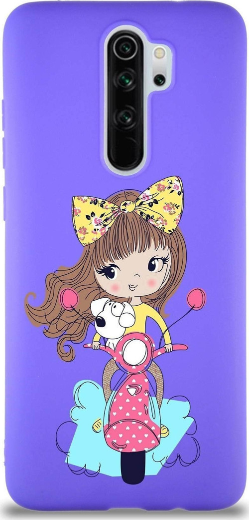 Xiaomi Redmi Note 8 Pro Soft Premier Kapak Vespagirl Tasarımlı Silikon Kılıf - Mor
