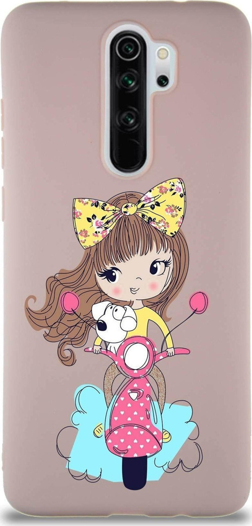 Xiaomi Redmi Note 8 Pro Soft Premier Kapak Vespagirl Tasarımlı Silikon Kılıf - Pudra