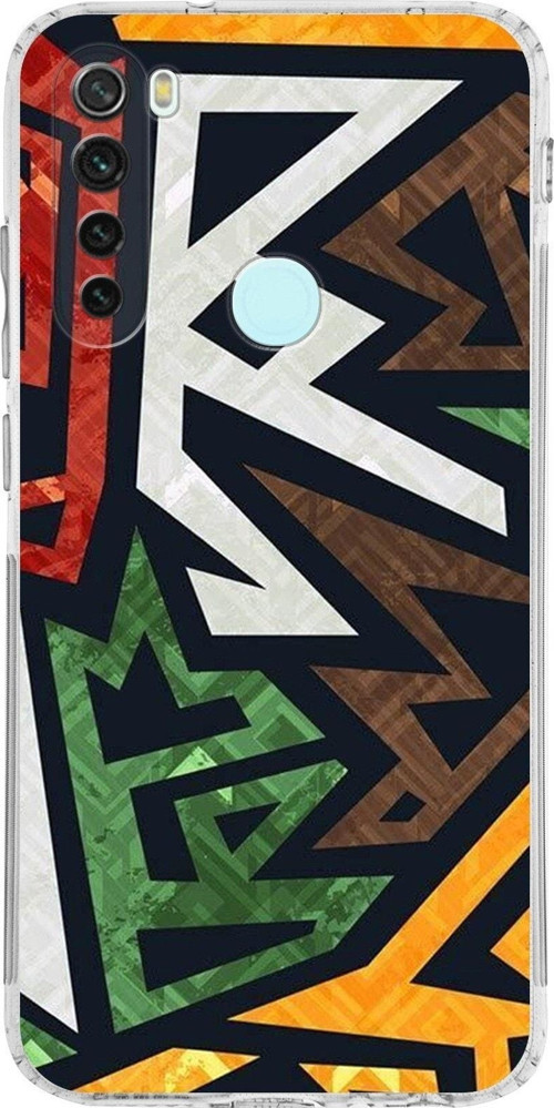 Xiaomi Redmi Note 8 Kamera Korumalı Kapak Soyut Grafiti Tasarımlı Şeffaf Kılıf