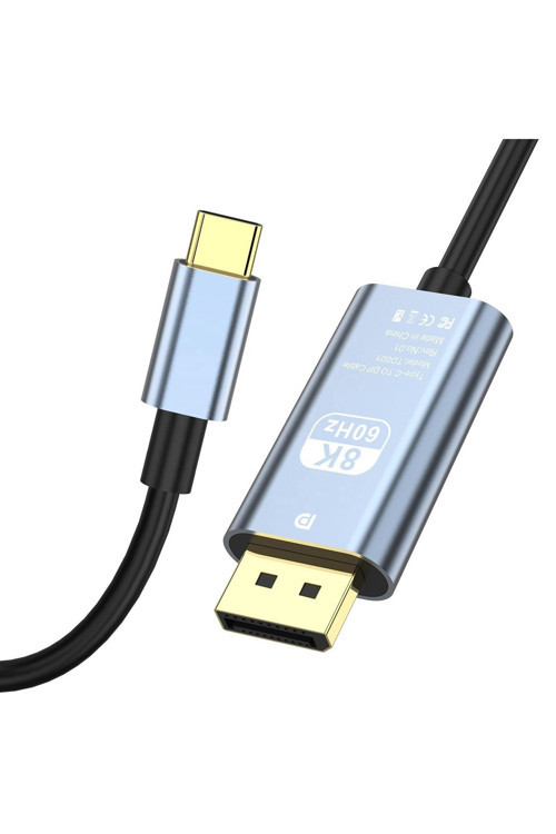 Type-C To Dp Kablo, 8K 60Hz 200Cm Yüksek Hızlı, Tip C To Displayport Kablo 2 Metre Zr858