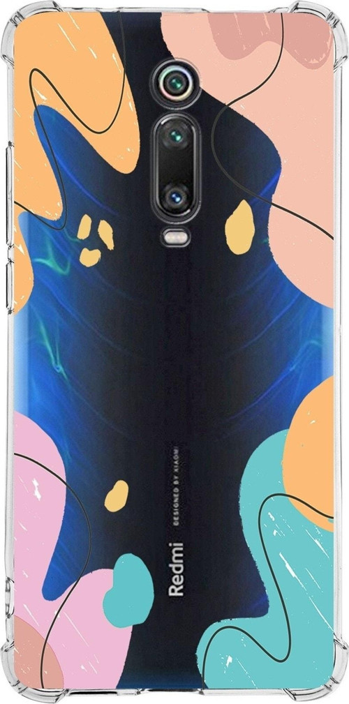 Xiaomi Redmi K20 Köşe Korumalı Antişok Kapak Karışık Renkler Tasarımlı Şeffaf Silikon Kılıf