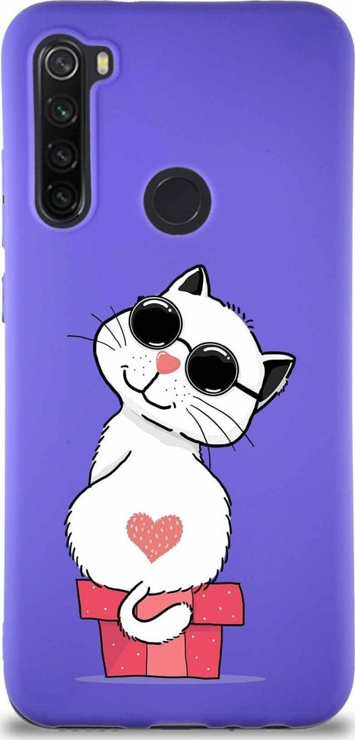Xiaomi Redmi Note 8 Soft Premier Kapak Coolcat Tasarımlı Silikon Kılıf - Mor