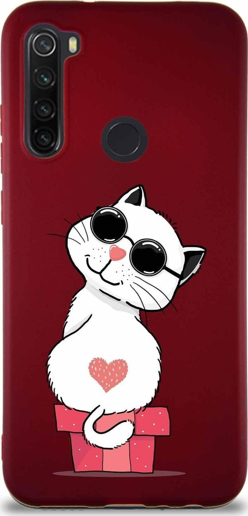 Xiaomi Redmi Note 8 Soft Premier Kapak Coolcat Tasarımlı Silikon Kılıf - Mürdüm