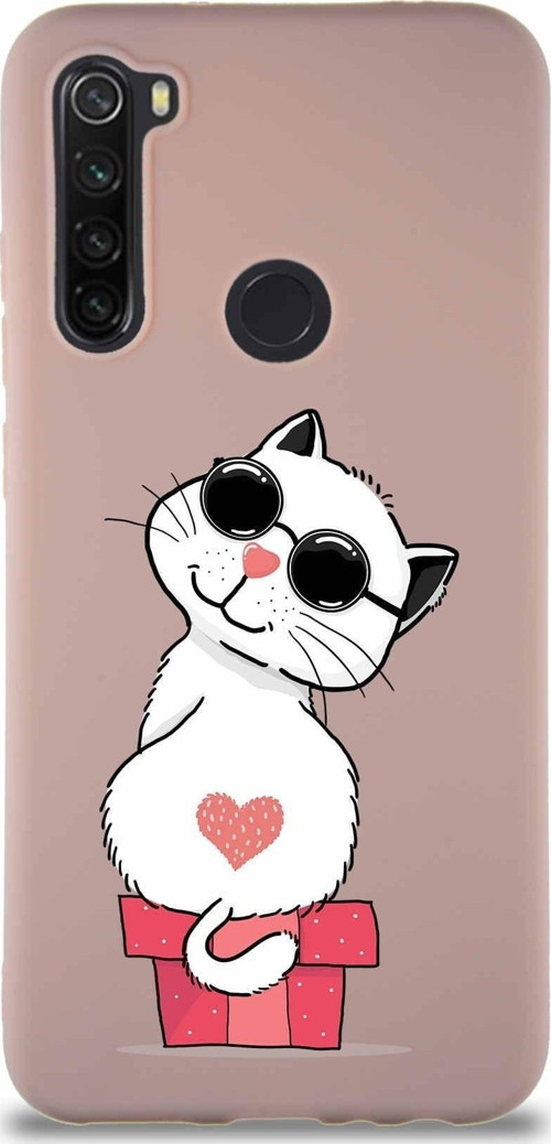 Xiaomi Redmi Note 8 Soft Premier Kapak Coolcat Tasarımlı Silikon Kılıf - Pudra