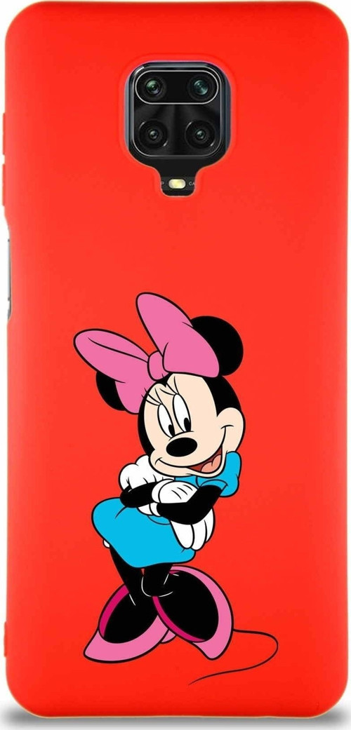 Xiaomi Redmi Note 9 Pro Soft Premier Kapak Minnie Mouse-D Tasarımlı Silikon Kılıf - Kırmızı