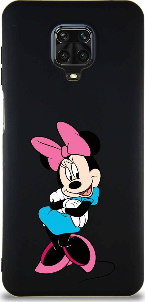 Xiaomi Redmi Note 9 Pro Soft Premier Kapak Minnie Mouse-D Tasarımlı Silikon Kılıf - Siyah