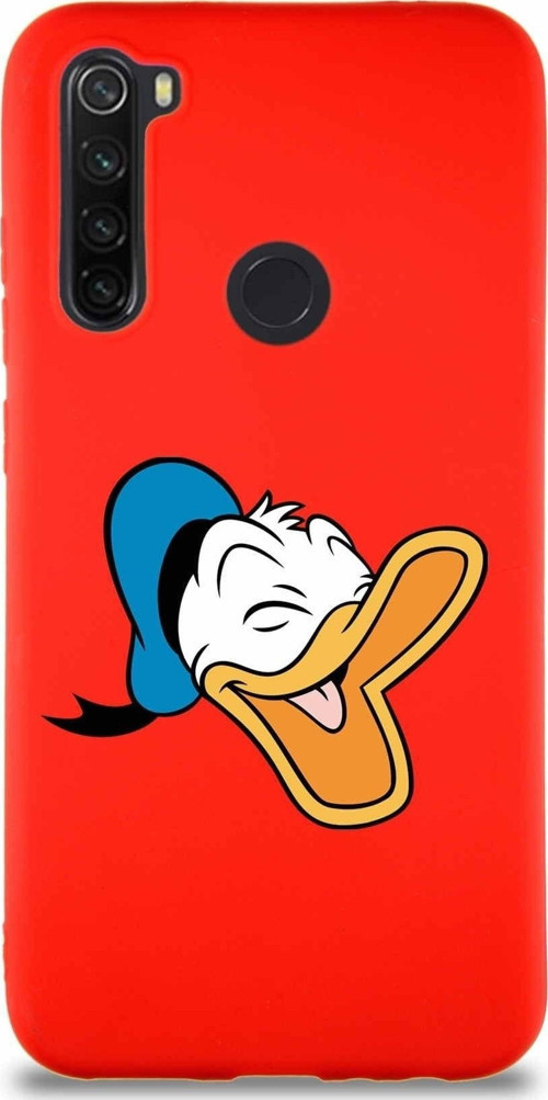 Xiaomi Redmi Note 8 Soft Premier Kapak Donald Duck-E Tasarımlı Silikon Kılıf - Kırmızı