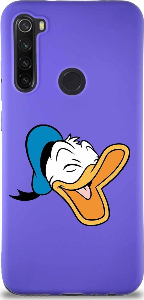 Xiaomi Redmi Note 8 Soft Premier Kapak Donald Duck-E Tasarımlı Silikon Kılıf - Mor