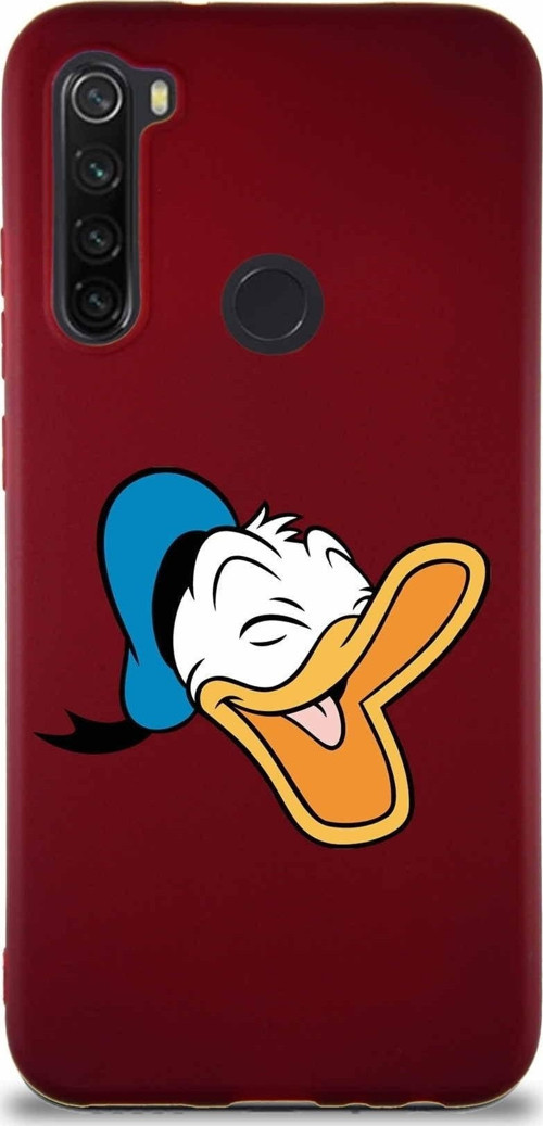 Xiaomi Redmi Note 8 Soft Premier Kapak Donald Duck-E Tasarımlı Silikon Kılıf - Mürdüm