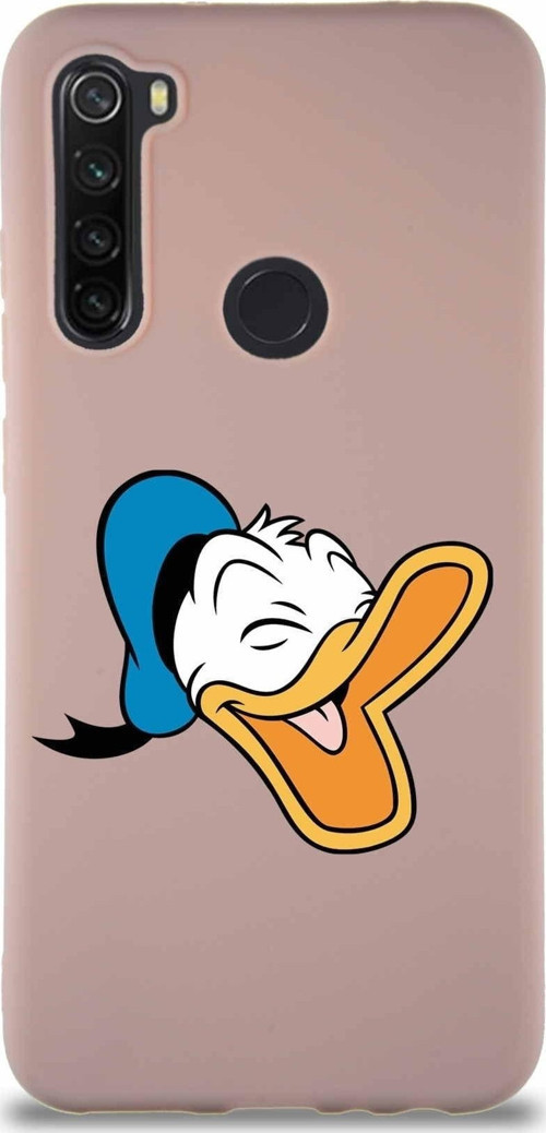 Xiaomi Redmi Note 8 Soft Premier Kapak Donald Duck-E Tasarımlı Silikon Kılıf - Pudra