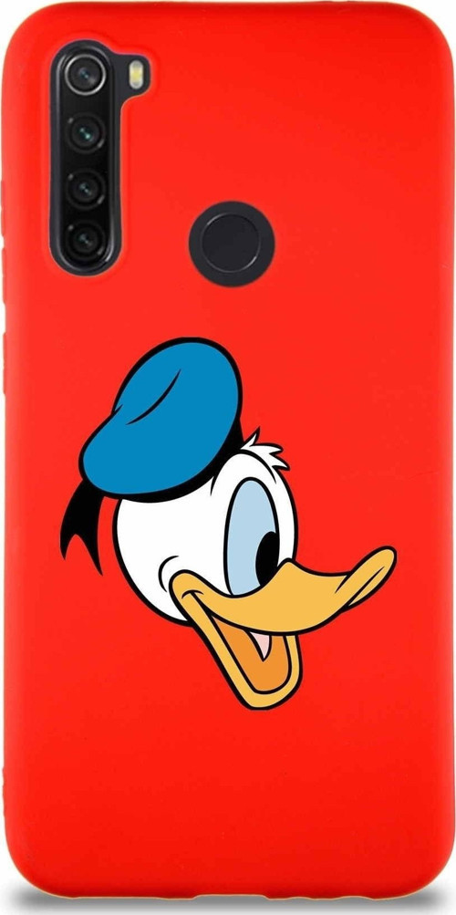 Xiaomi Redmi Note 8 Soft Premier Kapak Donald Duck-F Tasarımlı Silikon Kılıf - Kırmızı