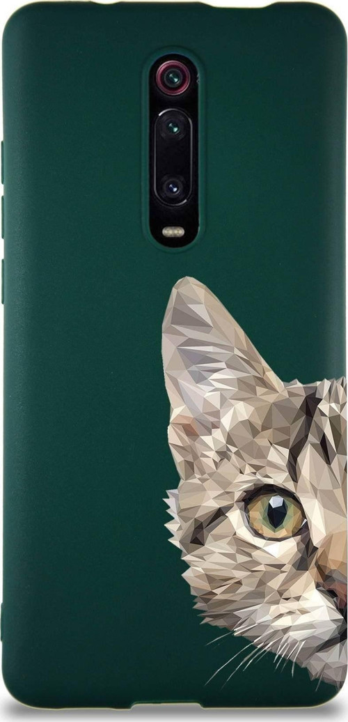 Xiaomi Redmi K20 Pro Soft Premier Kapak Catface Tasarımlı Silikon Kılıf - Yeşil