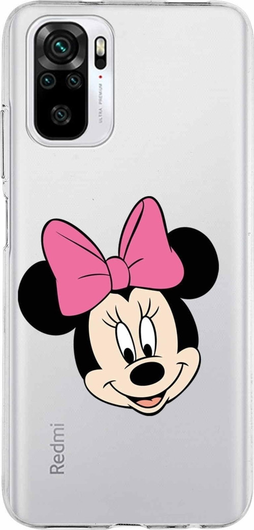 Xiaomi Redmi Note 10S Uyumlu Kapak Minnie Mouse Tasarımlı Şeffaf Silikon Kılıf