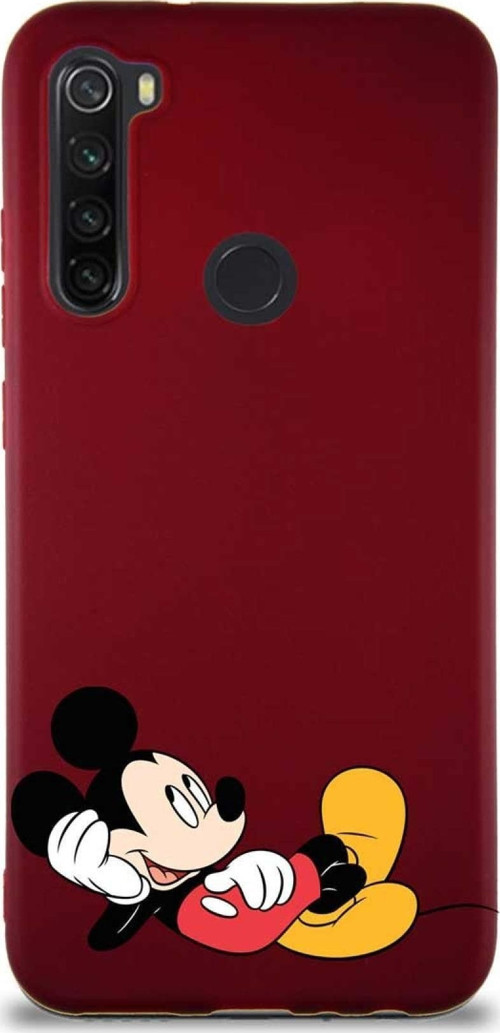 Xiaomi Redmi Note 8 Soft Premier Kapak Mickey Mouse-F Tasarımlı Silikon Kılıf - Mürdüm