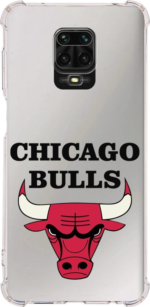 Xiaomi Redmi Note 9 Pro Uyumlu Köşe Korumalı Antişok Kapak Chicago Bulls Şeffaf Silikon Kılıf